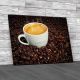 Cup Of Espresso In Dark Roasted Coffee Beans Canvas Print Large Picture Wall Art