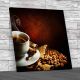 Coffee Cup with Beans Square Canvas Print Large Picture Wall Art