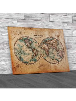 Mid 1800S World Map Canvas Print Large Picture Wall Art | Creative Canvas