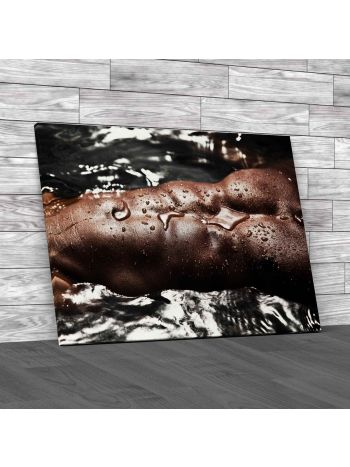 Sexy Naked Man In Water Canvas Print Large Picture Wall Art