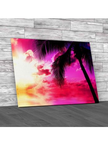 Palm Tree Beach 2 Sunset Canvas Print Large Picture Wall Art