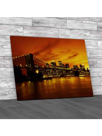 Brooklyn Bridge At Night Canvas Print Large Picture Wall Art