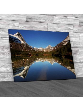 Snowy Hills with Lake Canvas Print Large Picture Wall Art