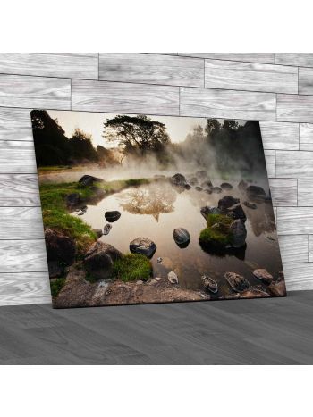 Misty Lake Landscape Canvas Print Large Picture Wall Art