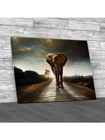 Elephant On Its Journey Canvas Print Large Picture Wall Art