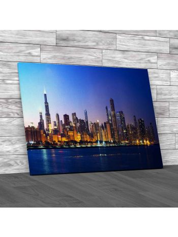 Chicago Across Lake Michigan Canvas Print Large Picture Wall Art