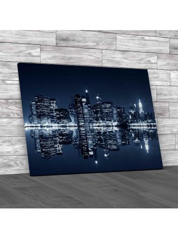 Manhattan At Night Canvas Print Large Picture Wall Art