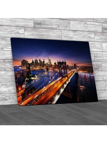 Sunset Over Manhattan Canvas Print Large Picture Wall Art