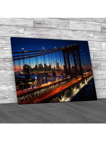 Sunset Over Brooklyn Bridge Canvas Print Large Picture Wall Art