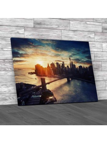 Manhattan Sunset Canvas Print Large Picture Wall Art