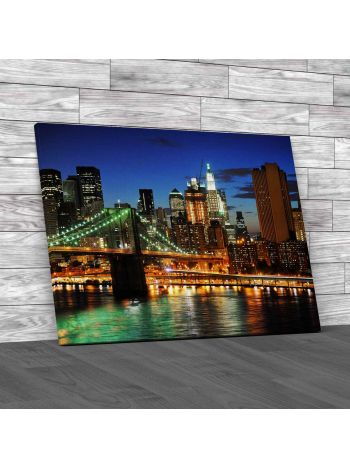 Downtown At Night Canvas Print Large Picture Wall Art