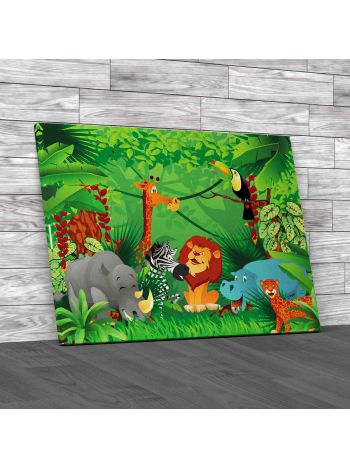 Animals In Jungle Canvas Print Large Picture Wall Art