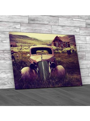 Automobile Graveyard Vintage Canvas Print Large Picture Wall Art