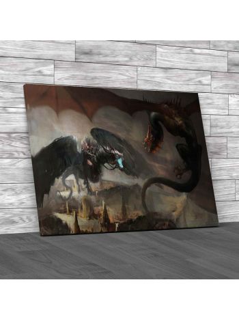 Dragon Rider Ready For Attack Canvas Print Large Picture Wall Art