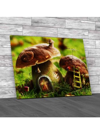 Mushroom Houses Canvas Print Large Picture Wall Art