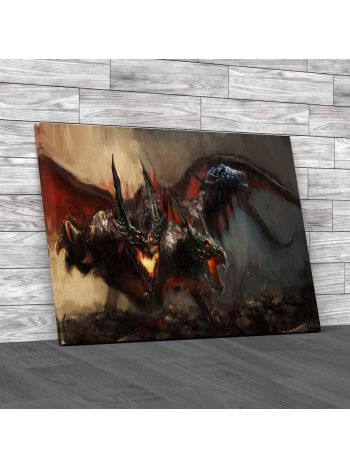 Three Headed Dragon Canvas Print Large Picture Wall Art