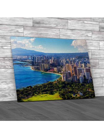 Honolulu City Oahu Hawaii Canvas Print Large Picture Wall Art