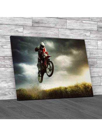 Biker Making A Stunt Canvas Print Large Picture Wall Art