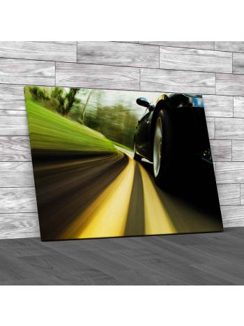 Black Car In Turn Canvas Print Large Picture Wall Art