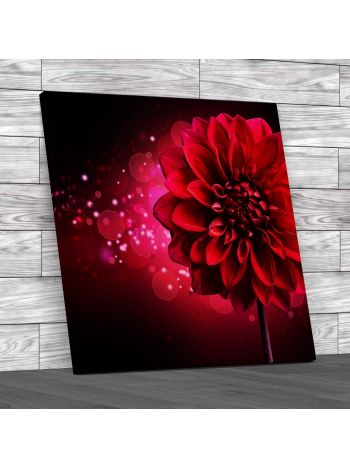 Floral Dahlia Flower 2 Square Canvas Print Large Picture Wall Art